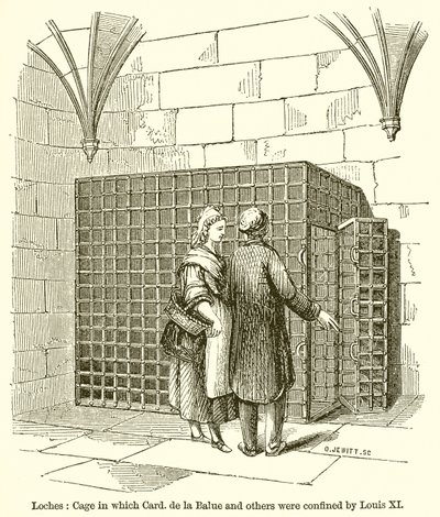 Loches: Bur i hvilket kort. de la Balue og andre blev indespærret af Ludvig XI af English School