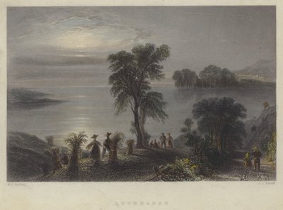 Lochmaben, Skotland (farvet gravering) af English School
