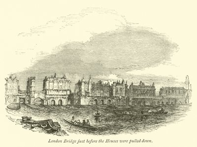 London Bridge just before the Houses were pulled down  af English School