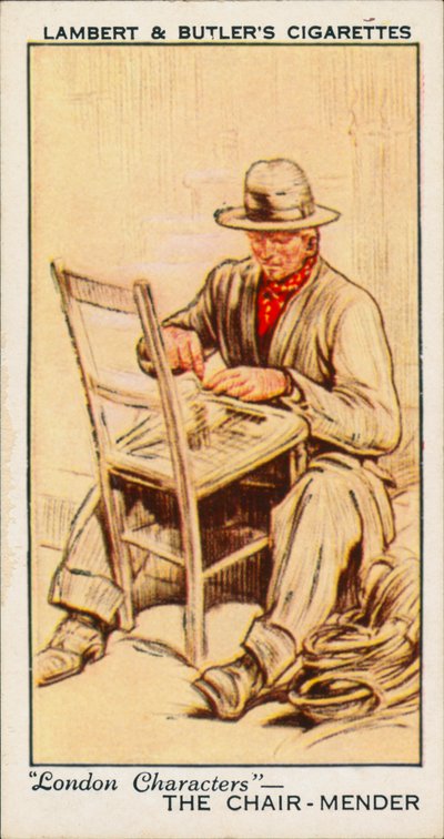 Tegn fra London: The Chair-Mender (farvelitografi) af English School