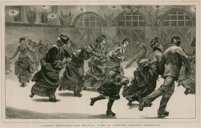 London Sketches: The Skating Rink på Princes Ground, Brompton af English School