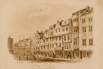 Long Lane, West Smithfield, 1840 (wc på papir) af English School