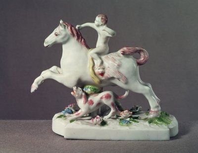 Longton Hall-figur af Amor, der rider på en hest, ca. 1755 (porcelæn) af English School