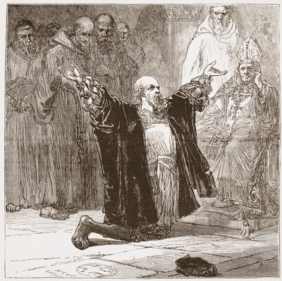 Lord Cobham før biskopperne, illustration fra The History of Protestantism af James Aitken Wylie (1808-1890), pub. 1878 af English School