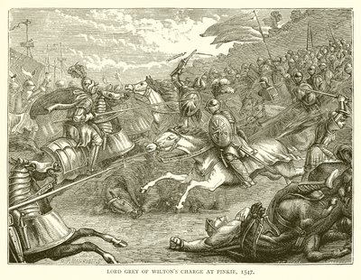 Lord Gray of Wiltons Charge ved Pinkie, 1547 af English School