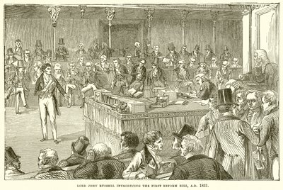 Lord John Russell introducerer det første reformforslag, A.D. 1831 af English School