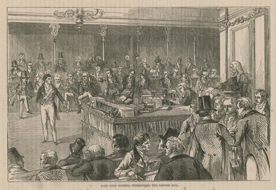 Lord John Russell introducerer reformlovforslaget af English School