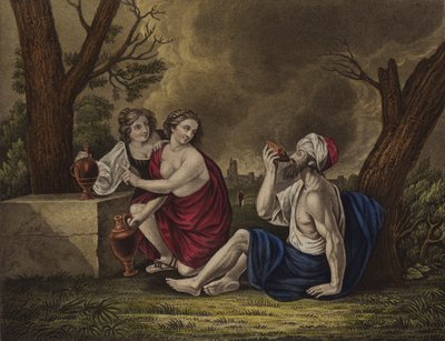 Lot og hans døtre (farve litho) af English School