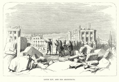 Ludvig XIV og hans arkitekter (gravering) af English School
