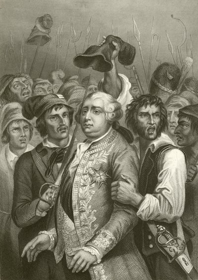 Ludvig XVI truet af pøbelen under deres besøg i Tuilerierne af English School