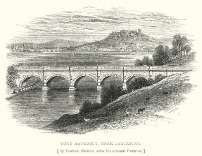 Lune Aqueduct, nær Lancaster (gravering) af English School