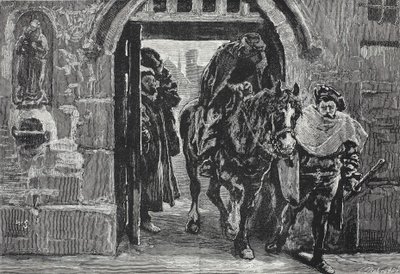 Luther flygter fra Augsburg, illustration fra The History of Protestantism af James Aitken Wylie (1808-1890), pub. 1878 af English School