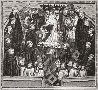Lydgate præsenterer sin bog for kong Henry V, fra 