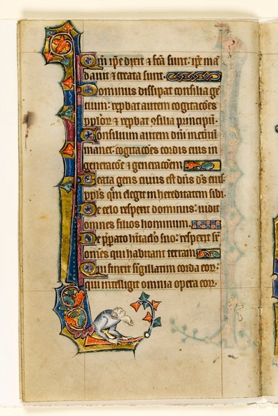 MS 1-2005, fol. 47v: En grotesk, marginal dekoration fra Macclesfield Psalter, Use of Sarum, East Anglia, ca. 1330 af English School