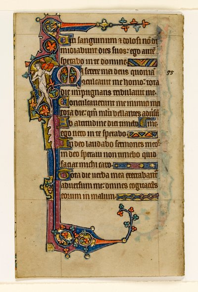 MS 1-2005, fol. 80v: En nøgen musiker, marginal dekoration fra Macclesfield Psalter, Use of Sarum, East Anglia, ca. 1330 af English School