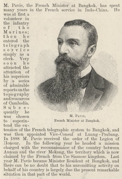 M Pavie, fransk minister i Bangkok (gravering) af English School