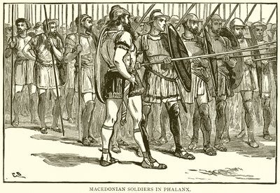 Makedonske soldater i Phalanx af English School