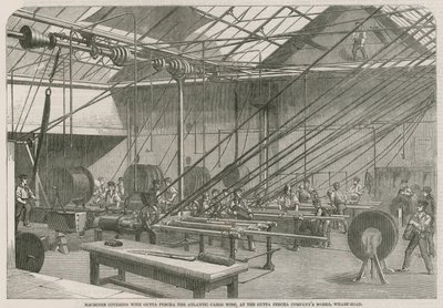 Maskiner, der dækker Atlantic Cable-tråden med Gutta Percha af English School