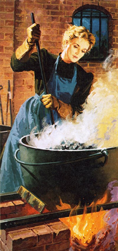 Madame Curie på arbejde i sit laboratorium af English School