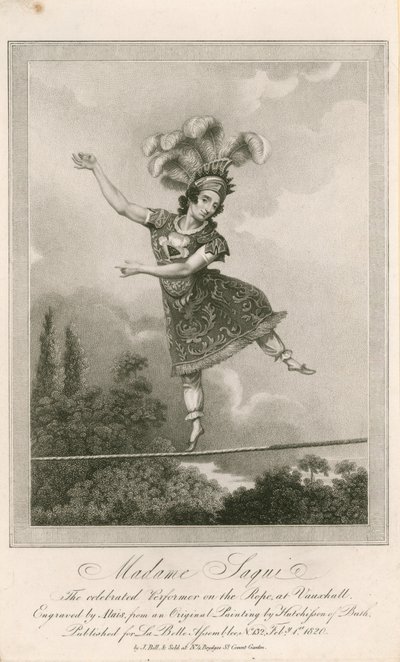 Madame Saqui, den berømte performer på rebet i Vauxhall Gardens, London af English School