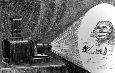 Magic Lantern projicerer en scene fra det gamle Egypten af English School