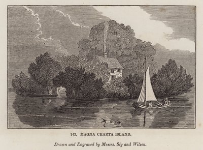 Magna Charta Island (gravering) af English School