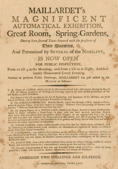Maillards storslåede automatiske udstilling, Great Room, Spring Gardens, London af English School