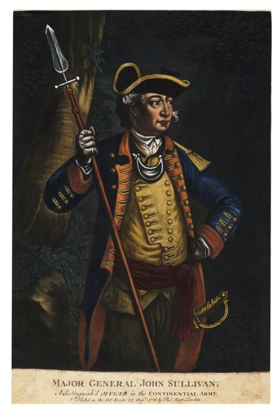 Generalmajor John Sullivan, 1776 (håndfarvet mezzotint) af English School