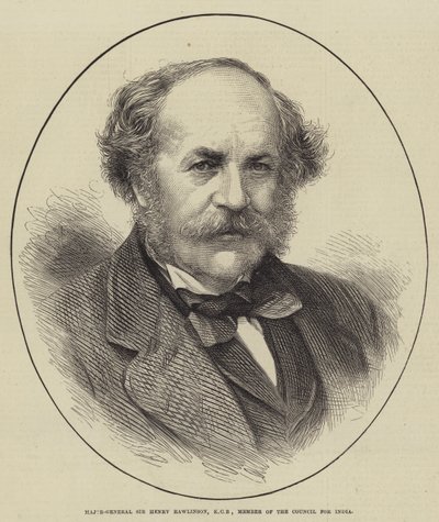 Generalmajor Sir Henry Rawlinson, KCB, medlem af Rådet for Indien (gravering) af English School