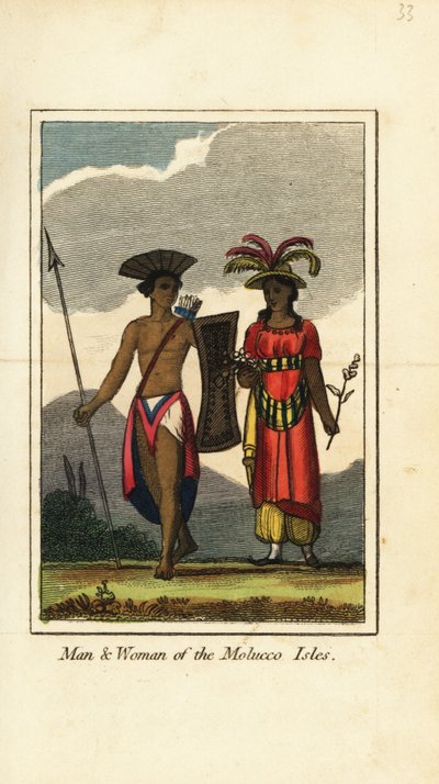 Mand og kvinde på Molucco-øerne (Maluku-øerne) af English School