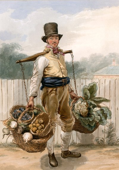 Mand med grøntsager (wc på papir) af English School