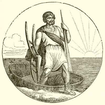 Mand i Coracle af English School