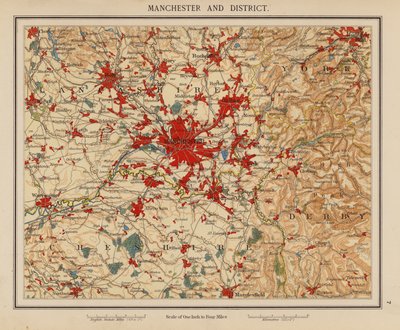 Manchester og omegn (farvelitografi) af English School