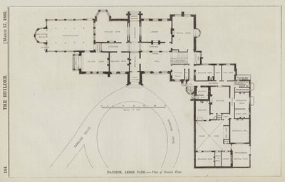 Mansion, Leigh Park, Plan over stueetagen (gravering) af English School