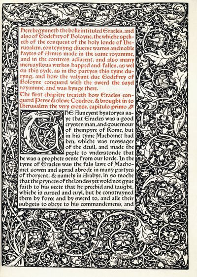 Manuskript med historisk initial "G" og fuld sidekant, 1893 af English School
