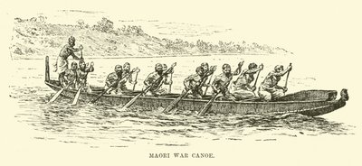 Maori War Canoe af English School