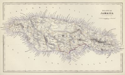 Kort: Island of Jamaica, af G H Swanston, Edinburgh (farvelitografi) af English School