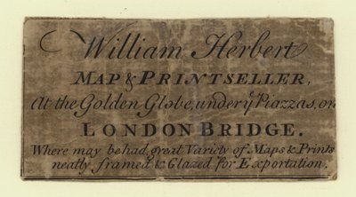 Karten- und Druckverkäufer, William Herbert, Visitenkarte von English School