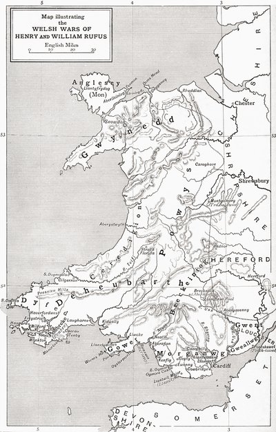 Kort, der illustrerer William Rufus og Henry I