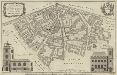 Kort over Aldgate Ward, London af English School