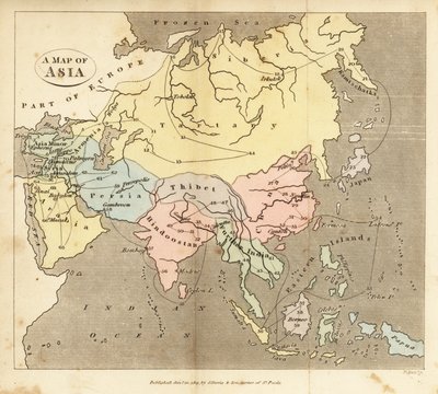 Kort over Asien, begyndelsen af det 19. århundrede af English School