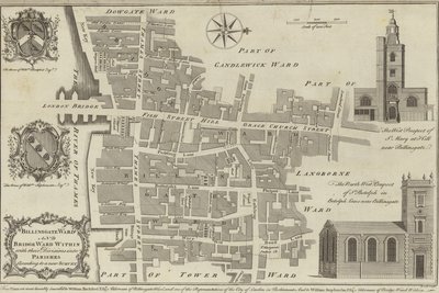 Kort over Billingsgate og Bridge afdelinger, London af English School