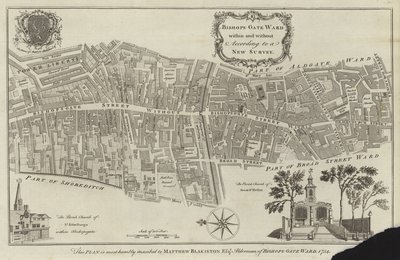 Kort over Bishopsgate Ward, London af English School