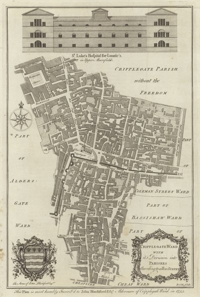 Kort over Cripplegate Ward, London af English School