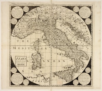 Kort over Italien, c.1730 (gravering) af English School