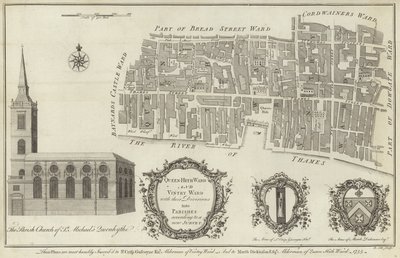 Kort over Queenhithe og Vintry wards, London af English School