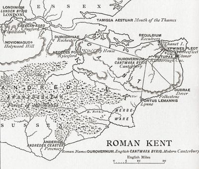 Kort over Roman Kent, England, fra 