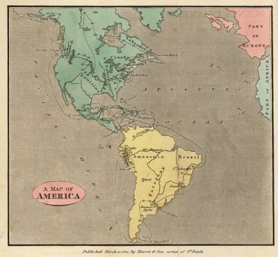 Kort over Nord- og Sydamerika, ca. 1821 af English School