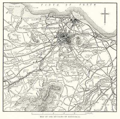 Kort over Edinburghs omgivelser (gravering) af English School