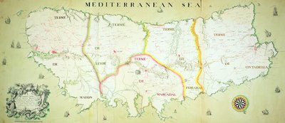 Kort over øen Menorca, ca. 1740 af English School